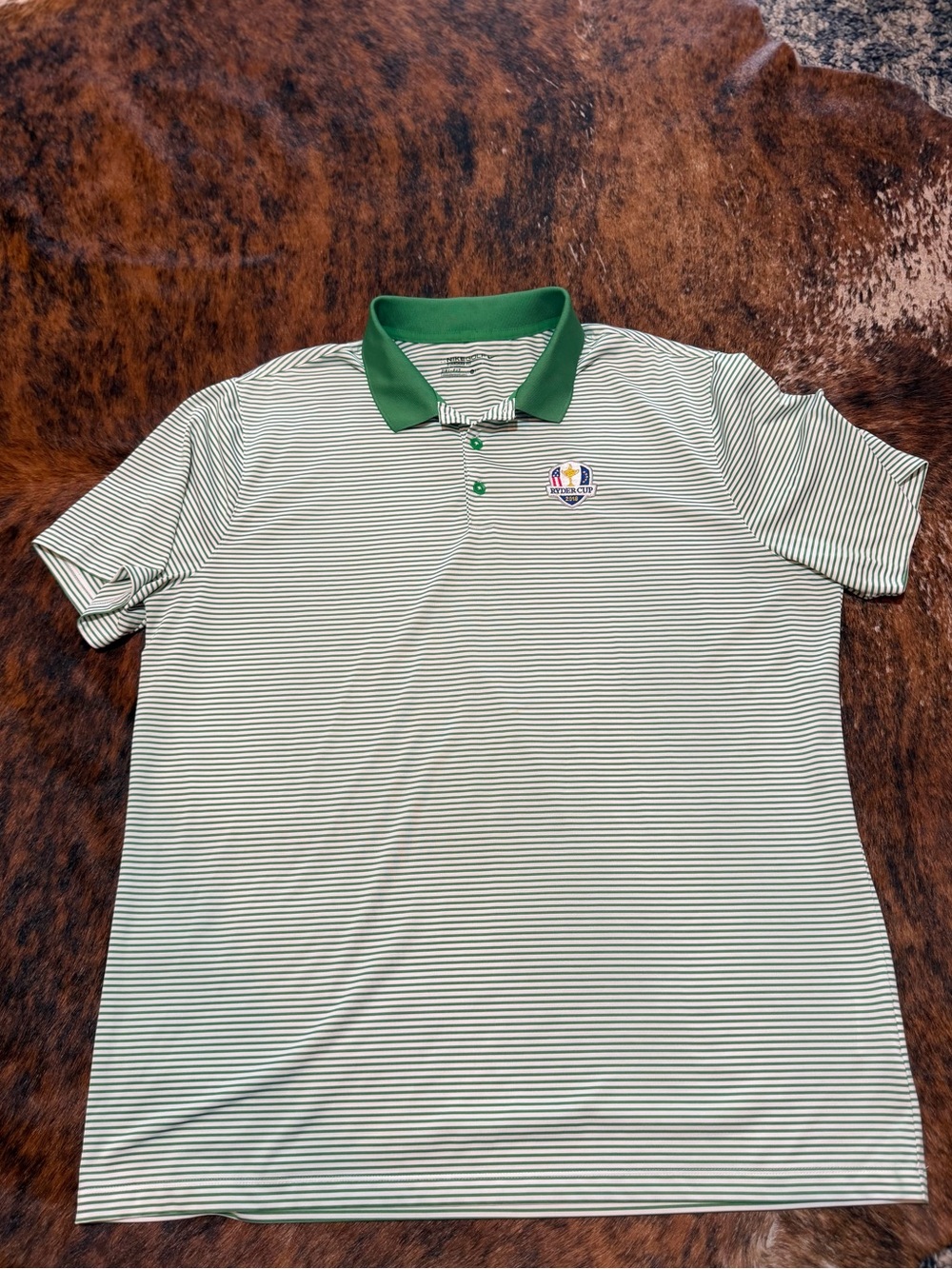 Nike Golf Polo Shirt Mens Xl Green Stripe 2018 Ryder Cup Le Golf National France